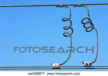 Railway track catenary detail. Morata de Jal? n. Zaragoza. Arag? n. Spain. View Large Photo Image Stock Photo - Railway track catenary detail. Morata de Jal? n. Zaragoza. Arag? n. Spain.. Fotosearch