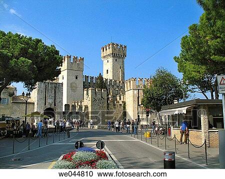 Rocca Scaligera (Scaligera Stronghold). Sirmione. Lake Garda. Italy View Large Photo Image Stock Image - Rocca Scaligera (Scaligera Stronghold). Sirmione. Lake Garda. Italy. Fotosearch