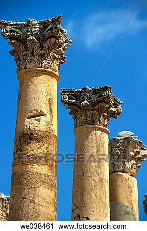 Row of columns, archaeological site of Jerash. Jordan View Large Photo Image Stock Image - Row of columns, archaeological site of Jerash. Jordan. Fotosearch
