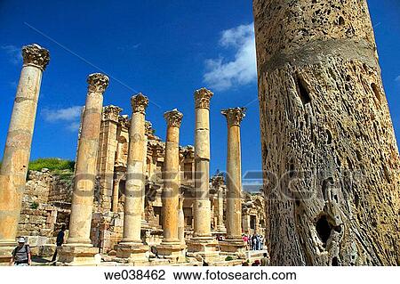 Row of columns, archaeological site of Jerash. Jordan View Large Photo Image Stock Image - Row of columns, archaeological site of Jerash. Jordan. Fotosearch