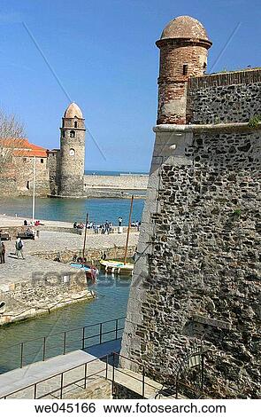 Royal Castle and Notre Dame des Anges church. Collioure. Languedoc-Roussillon. France View Large Photo Image Stock Photograph - Royal Castle and Notre Dame des Anges church. Collioure. Languedoc-Roussillon. France. Fotosearch