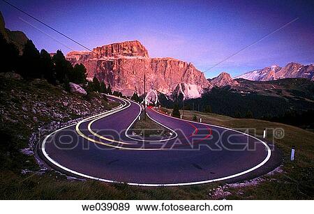 Sella Pass. Mountain road. Trentino. Alto Adige. Dolomites. Italy. View Large Photo Image Stock Photo - Sella Pass. Mountain road. Trentino. Alto Adige. Dolomites. Italy.. Fotosearch