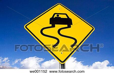 Stock Image - Slippery road sign. Fotosearch