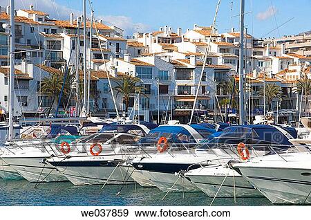 Spain, Andalusia, Costa del Sol, Puerto Banus View Large Photo Image Stock Photo - Spain, Andalusia, Costa del Sol, Puerto Banus. Fotosearch
