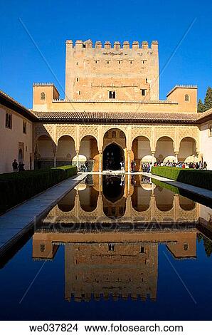 Spain, Andalusia, Granada, Alhambra, Patio de los Arrayanes (Court of the Myrtles) View Large Photo Image Picture - Spain, Andalusia, Granada, Alhambra, Patio de los Arrayanes (Court of the Myrtles). Fotosearch
