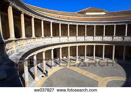Spain, Andalusia, Granada, Alhambra, Palace of Carlos V View Large Photo Image Stock Photo - Spain, Andalusia, Granada, Alhambra, Palace of Carlos V. Fotosearch