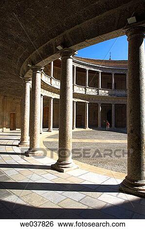 Spain, Andalusia, Granada, Alhambra, Palace of Carlos V View Large Photo Image Stock Photograph - Spain, Andalusia, Granada, Alhambra, Palace of Carlos V. Fotosearch