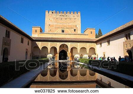 Spain, Andalusia, Granada, Alhambra, Patio de los Arrayanes (Court of the Myrtles) View Large Photo Image Stock Photography - Spain, Andalusia, Granada, Alhambra, Patio de los Arrayanes (Court of the Myrtles). Fotosearch