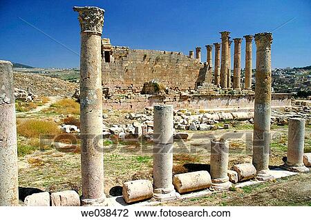 Temple of Artemis, archaeological site of Jerash. Jordan View Large Photo Image Stock Image - Temple of Artemis, archaeological site of Jerash. Jordan. Fotosearch