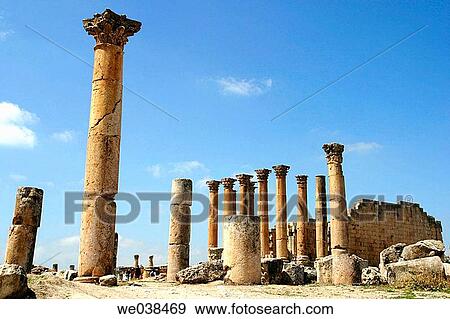 Temple of Artemis, archaeological site of Jerash. Jordan View Large Photo Image Stock Photo - Temple of Artemis, archaeological site of Jerash. Jordan. Fotosearch