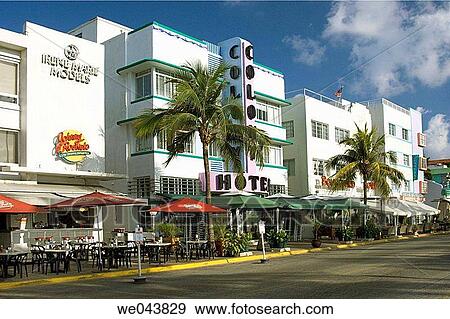 The Colony Hotel and architecture on Ocean Drive in Miami Beach Art Deco area, Florida, USA. View Large Photo Image Stock Photo - The Colony Hotel and architecture on Ocean Drive in Miami Beach Art Deco area, Florida, USA.. Fotosearch