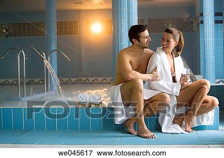 Therapeutic seawater pool (33? C) with hydrojet, underwater massage jets, waterfalls, bubbles, shoulder and neck massage waterfalls, jacuzzis, against-the-current swimming, and hot and cold plunge pools View Large Photo Image Stock Photo - Therapeutic seawater pool (33? C) with hydrojet, underwater massage jets, waterfalls, bubbles, shoulder and neck massage waterfalls, jacuzzis, against-the-current swimming, and hot and cold plunge pools. Fotosearch