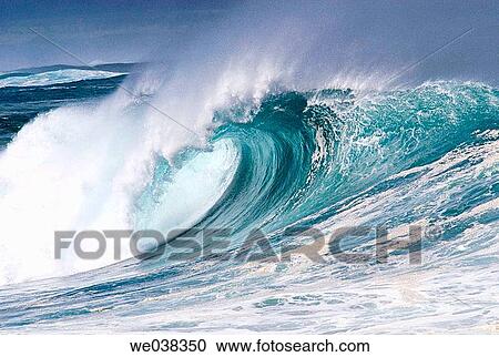 Wave curl, Oahu. Hawaii, USA View Large Photo Image Stock Image - Wave curl, Oahu. Hawaii, USA. Fotosearch