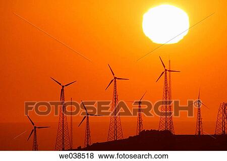 Windfarm in the evening. Tarifa, Cßdiz province, Andalusia, Spain View Large Photo Image Stock Photo - Windfarm in the evening. Tarifa, Cßdiz province, Andalusia, Spain. Fotosearch
