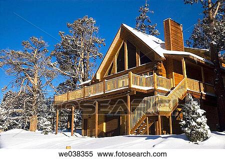 Stock Photography - Winter cabin, California. USA. Fotosearch