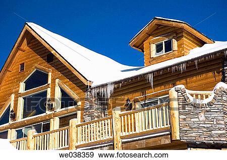 Winter cabin home View Large Photo Image Stock Photo - Winter cabin home. Fotosearch