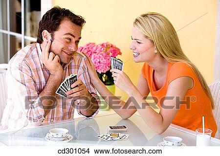 Picture - 30's, card, at-home, amusement, 20's. Fotosearch