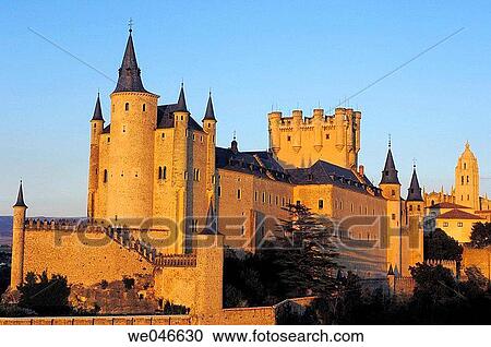 Alcazar fortress and cathedral in background, Segovia. Castilla-Le? n, Spain View Large Photo Image Stock Image - Alcazar fortress and cathedral in background, Segovia. Castilla-Le? n, Spain. Fotosearch
