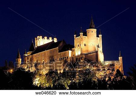 Alcazar fortress at night, Segovia. Castilla-Le? n, Spain View Large Photo Image Stock Image - Alcazar fortress at night, Segovia. Castilla-Le? n, Spain. Fotosearch