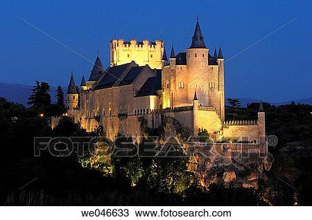 Alcazar fortress at night, Segovia. Castilla-Le? n, Spain View Large Photo Image Stock Image - Alcazar fortress at night, Segovia. Castilla-Le? n, Spain. Fotosearch