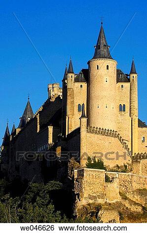 Stock Photograph - Alcazar fortress, Segovia. Castilla-Le? n, Spain. Fotosearch