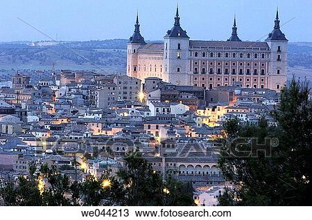 Alcßzar at night, Toledo. Castilla-La Mancha, Spain View Large Photo Image Stock Image - Alcßzar at night, Toledo. Castilla-La Mancha, Spain. Fotosearch