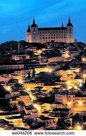 Alcßzar at night, Toledo. Castilla-La Mancha, Spain View Large Photo Image Stock Photo - Alcßzar at night, Toledo. Castilla-La Mancha, Spain. Fotosearch