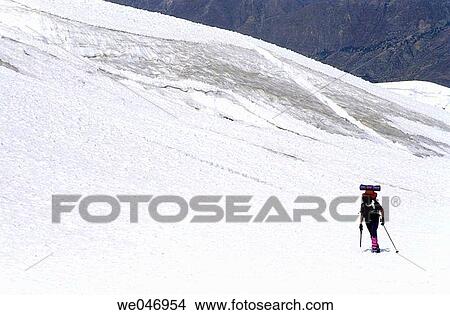 Picture - Andinist in Huascarßn glacier (6768 m. ). Cordillera Blanca. Andes. Departamento de Ancash. Per·. Fotosearch