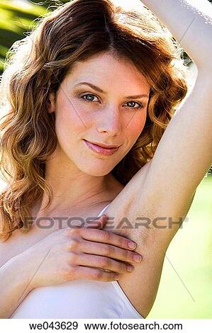 Stock Photo - armpit, Body care, axilla, Arms raised, 20's. Fotosearch