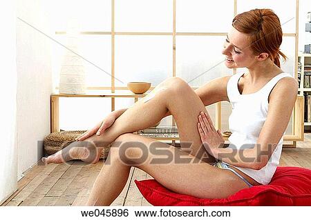 at-home, Body care, barefoot, apply View Large Photo Image Stock Photograph - at-home, Body care, barefoot, apply. Fotosearch