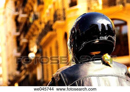 back view, biker, blond, city View Large Photo Image Picture - back view, biker, blond, city. Fotosearch