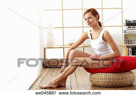 barefoot, Body care, at-home View Large Photo Image Stock Photo - barefoot, Body care, at-home. Fotosearch