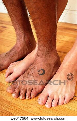 Picture - barefoot, contact, Close-up, anonymous. Fotosearch