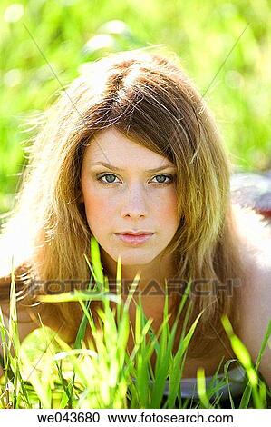 Stock Image - beauty, blue eyes, Close-up. Fotosearch