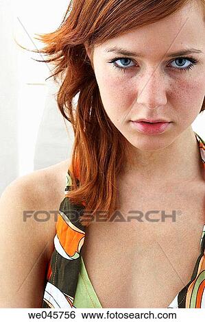 Stock Photograph - beauty, blue eyes, contemporary. Fotosearch