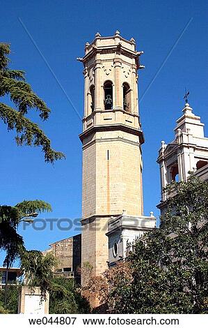 Bell tower, Burriana. Castell? n province, Comunidad Valenciana, Spain View Large Photo Image Stock Photo - Bell tower, Burriana. Castell? n province, Comunidad Valenciana, Spain. Fotosearch