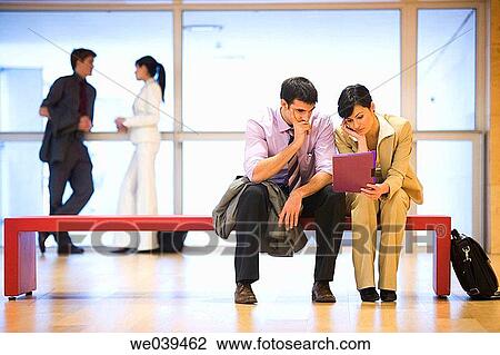 Stock Image - bench, businessman, business, appointment. Fotosearch