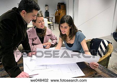 Stock Image - blueprint, business, colleague. Fotosearch
