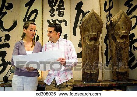 Stock Photograph - blueprint, colleague, companion. Fotosearch