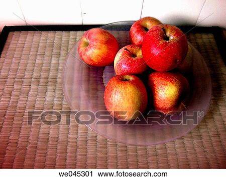 Stock Image - bowl, detail, day, Close-up, apple. Fotosearch
