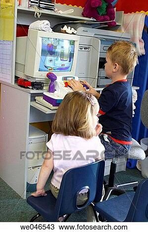 Stock Image - boy, amusement, baby, attentive, attention, 3-4 years. Fotosearch