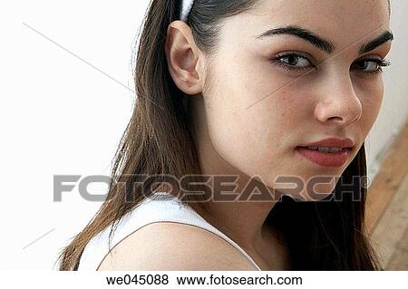 brunette, Close-up, contemporary, dark hair View Large Photo Image Stock Photo - brunette, Close-up, contemporary, dark hair. Fotosearch