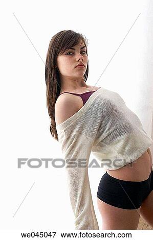 Stock Photo - brunette, contemporary, dark hair, Female. Fotosearch