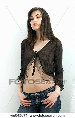 Stock Image - brunette, dark hair, contemporary, 20's. Fotosearch