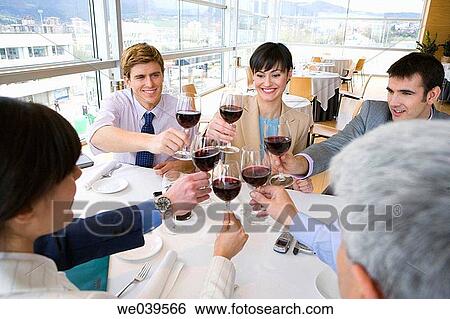 Stock Photograph - business, businesspeople, businessman, Business lunch, achievement. Fotosearch