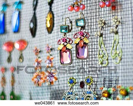 Stock Image - Close-up, Costume jewellery, concept, commerce, accessory. Fotosearch