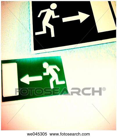 Close-up, Emergency exit, direction, concept, arrow View Large Photo Image Stock Photography - Close-up, Emergency exit, direction, concept, arrow. Fotosearch