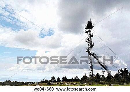 Stock Image - Fire watchtower. Soria province, Castilla-Le? n, Spain. Fotosearch