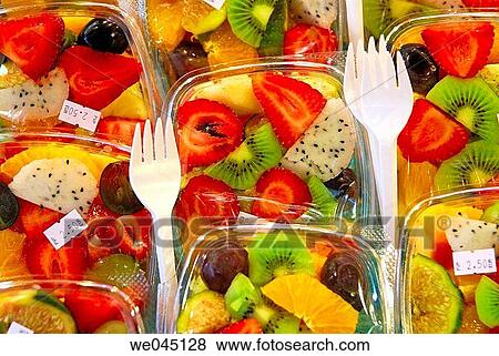 Fruit salads at La Boquer? a market, Barcelona. Catalonia, Spain View Large Photo Image Stock Photo - Fruit salads at La Boquer? a market, Barcelona. Catalonia, Spain. Fotosearch