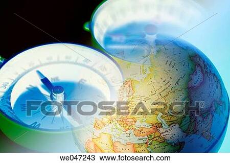 Globe and compasses View Large Photo Image Stock Image - Globe and compasses. Fotosearch